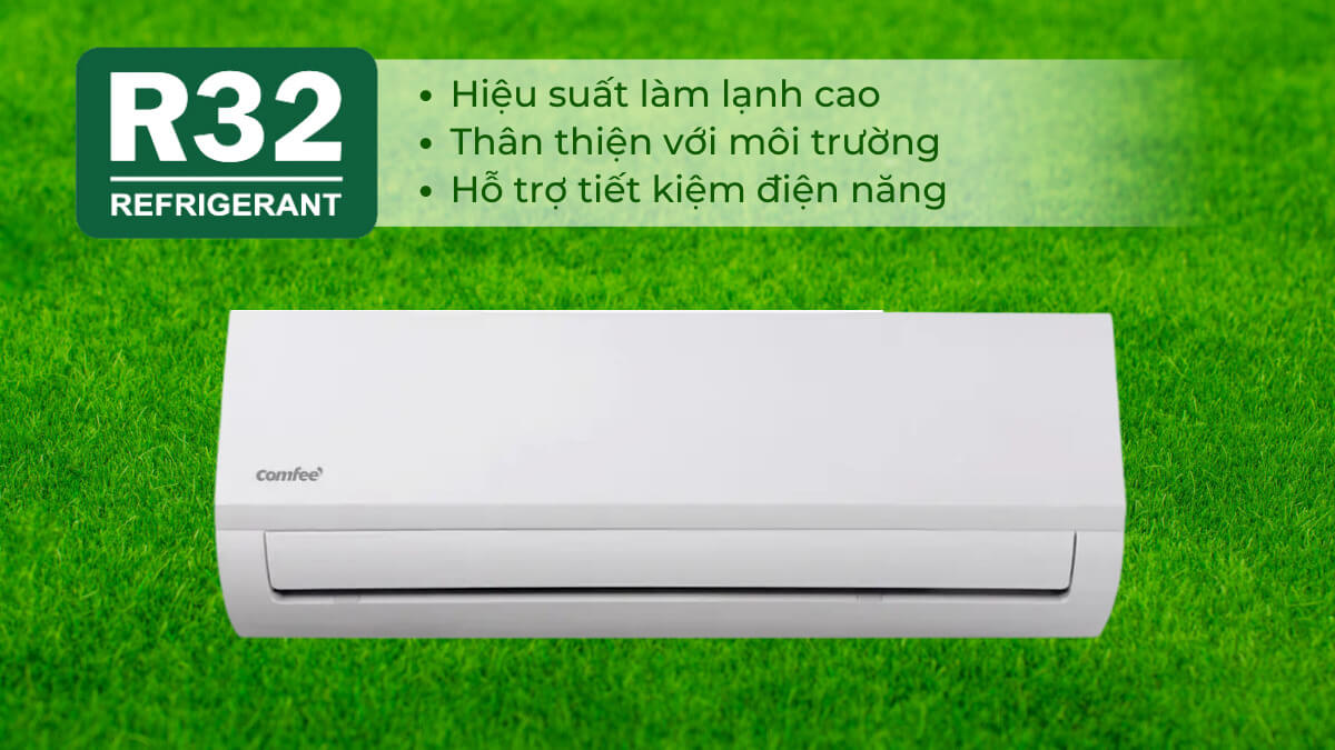 Máy lạnh Comfee 1.5 HP CFS-13FWFF-V Máy lạnh Comfee sử dụng gas R32 tiên tiến