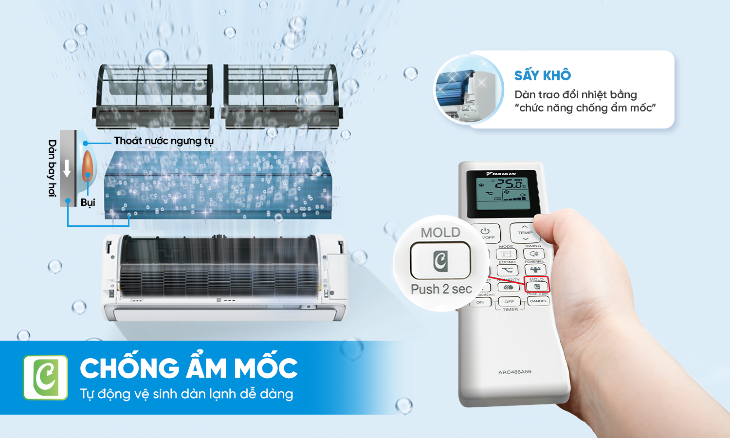 Máy lạnh Daikin Inverter 2.5 HP FTKB60ZVMV Chống ẩm mốc, chẳng còn mùi hôi