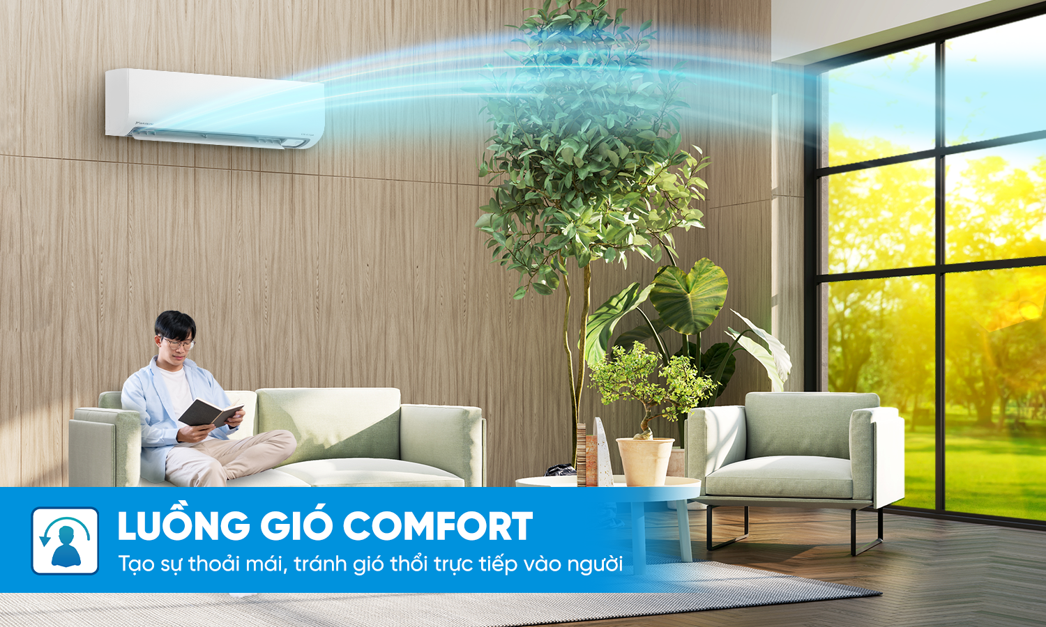 Máy lạnh Daikin Inverter 2.5 HP FTKB60ZVMV Luồng gió thoải mái, nhịp nhàng và êm ái