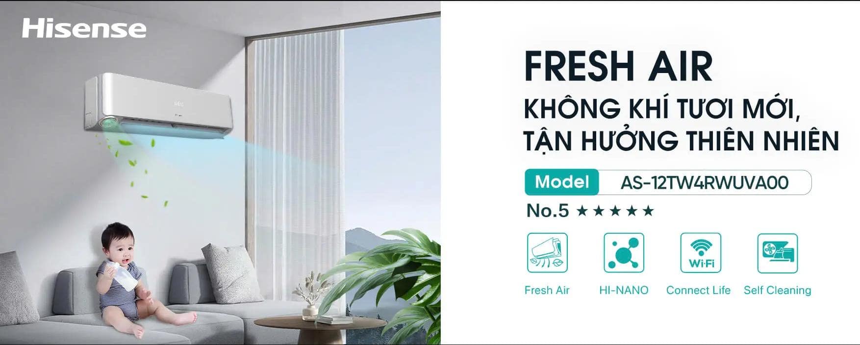 Máy lạnh Hisense Inverter 1.5 HP AS-12TW4RWUVA00 Máy lạnh Hisense Inverter 1.5 HP AS-12TW4RWUVA00