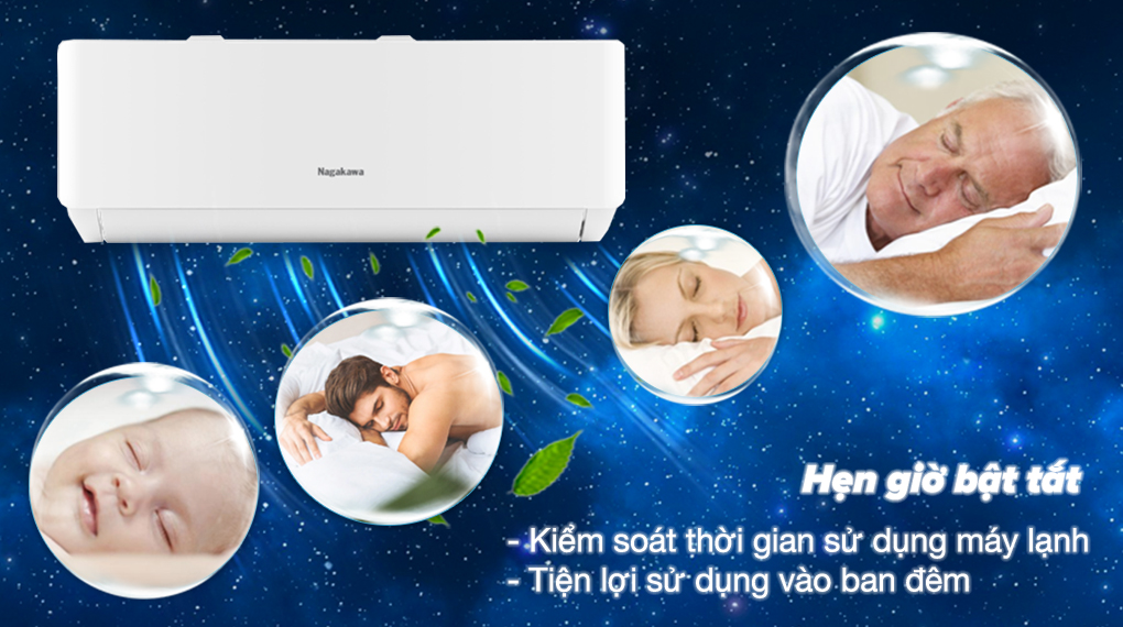 Máy lạnh Nagakawa Inverter 1 HP NIS-C09R2T28 Máy lạnh Nagakawa Inverter 1 HP NIS-C09R2T28 - Hẹn giờ bật tắt tiện lợi cho việc sử dụng