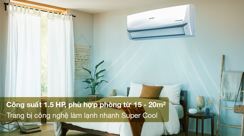 Máy lạnh Sharp Inverter 1.5 HP AH-X13ZEW Máy lạnh Sharp Inverter 1.5 HP AH-X13ZEW - Công suất 1.5 HP phù hợp cho diện tích căn phòng từ 15 - 20m2