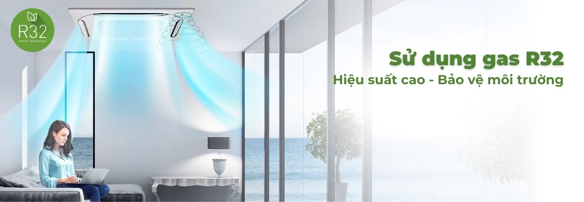 Máy lạnh âm trần LG 5 HP ZTNQ48GMLA0/ZUAD1 Máy lạnh âm trần LG sử dụng gas R32 thân thiện môi trường