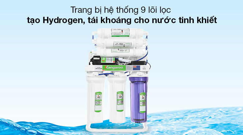 Máy lọc nước Hydrogen Kangaroo KGRP09HQ Máy lọc nước RO Kangaroo Hydrogen KGRP09HQ 9 lõi - Trang bị hệ thống 9 lõi lọc giúp lọc nước, tạo Hydrogen, tái khoáng cho nước tinh khiết, tốt cho sức khỏe