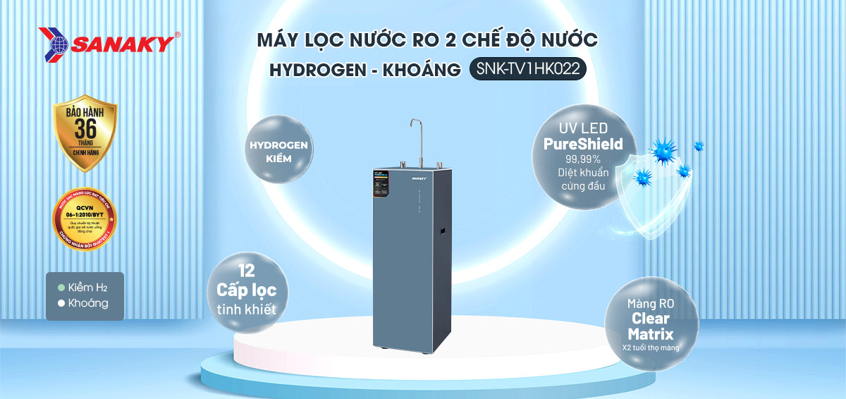 Máy lọc nước Sanaky SNK-TV1HK022 Máy lọc nước Hydrogen Sanaky SNK-TV1HK022 Máy lọc nước Hydrogen Sanaky SNK-TV1HK022