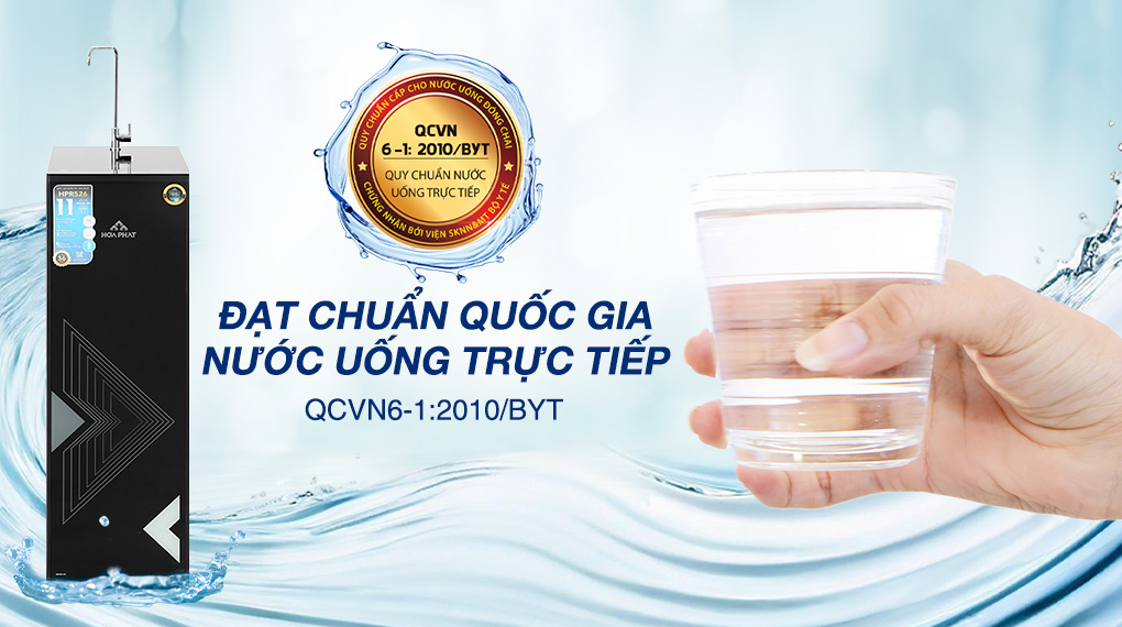Máy lọc nước RO Hòa Phát HPR526 11 lõi Đạt chuẩn nước sạch - Máy lọc nước RO Hòa Phát HPR526 11 lõi