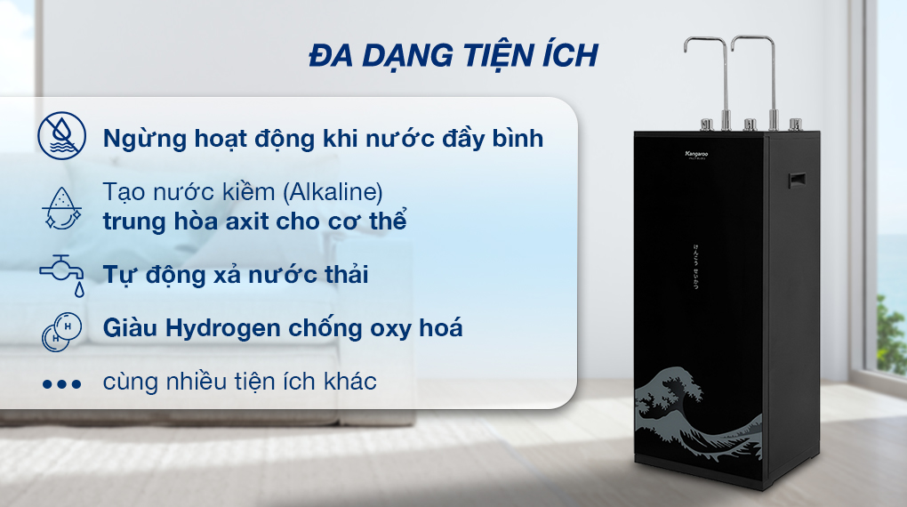 Máy lọc nước RO nóng nguội lạnh Kangaroo KG10A12 Máy lọc nước RO nóng nguội lạnh Kangaroo KG10A12 10 lõi - Tiện ích
