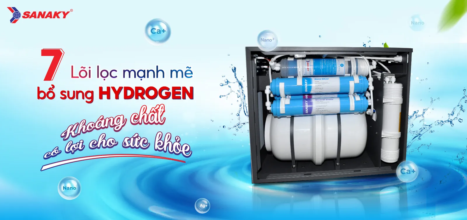 Máy lọc nước Sanaky SNK-CT2407T 7 lõi lọc mạnh mẽ bổ sung Hydrogen và khoáng chất có lợi cho sức khỏe