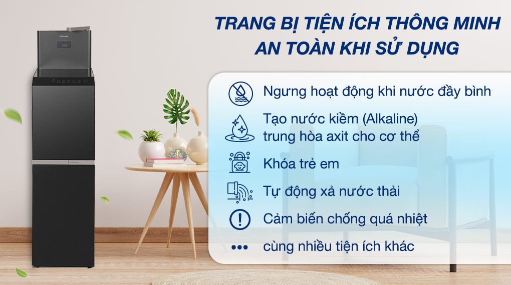 Máy lọc nước Toshiba Originpure TWP-W2398SVN(M) Máy lọc nước RO nóng nguội lạnh Toshiba TWP-W2398SVN(M) 10 lõi - Tiện ích