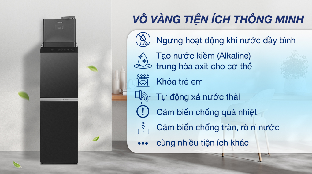 Máy lọc nước Toshiba Originpure TWP-W2399SVN(M) Máy lọc nước RO nóng nguội lạnh Toshiba TWP-W2399SVN(M) 10 lõi - Tiện ích