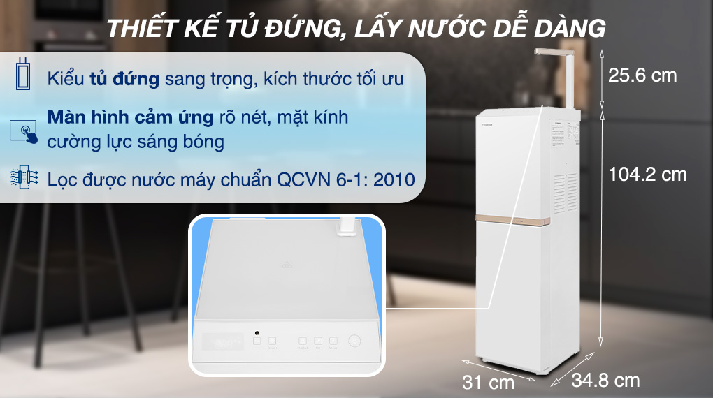 Máy lọc nước RO nóng nguội Toshiba TWP-H2396SVN(W) 10 lõi - Thiết kế Máy lọc nước Toshiba Pure series TWP-H2396SVN(W) Máy lọc nước RO nóng nguội Toshiba TWP-H2396SVN(W) 10 lõi - Thiết kế