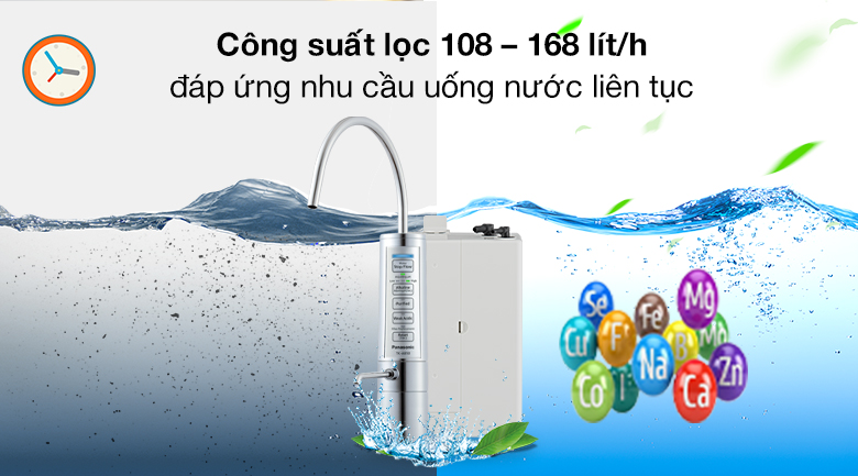Máy lọc nước ion kiềm âm tủ Panasonic TK-AB50-ZEX Công suất Máy lọc nước Ion kiềm Panasonic TK AB50 5 tấm điện cực