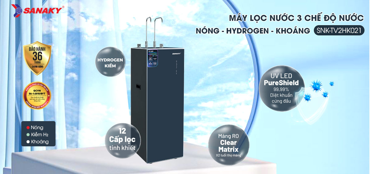 Máy lọc nước nóng Hydrogen Sanaky SNK-TV2HK021 Máy lọc nước nóng Hydrogen Sanaky SNK-TV2HK021