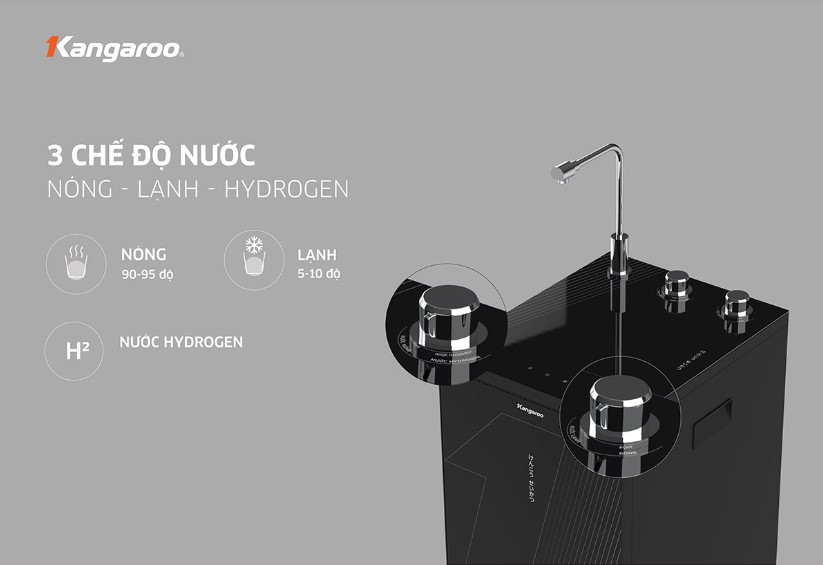 3 chế độ nước nóng lạnh hydrogen Máy lọc nước nóng lạnh Kangaroo KG10A9I 3 chế độ nước nóng lạnh hydrogen