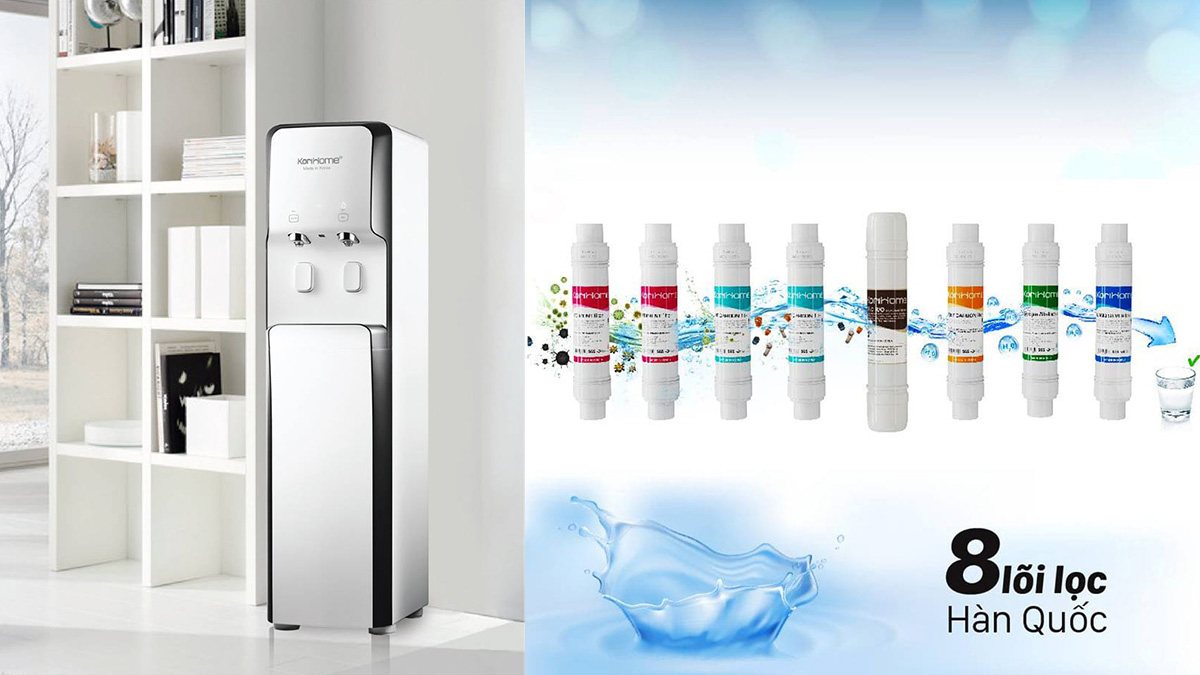 Máy lọc nước nóng lạnh Korihome 8 lõi WPK-938 Korihome WPK-938 8 lõi trang bị 8 lõi lọc hiện đại cho nguồn nước tinh khiết