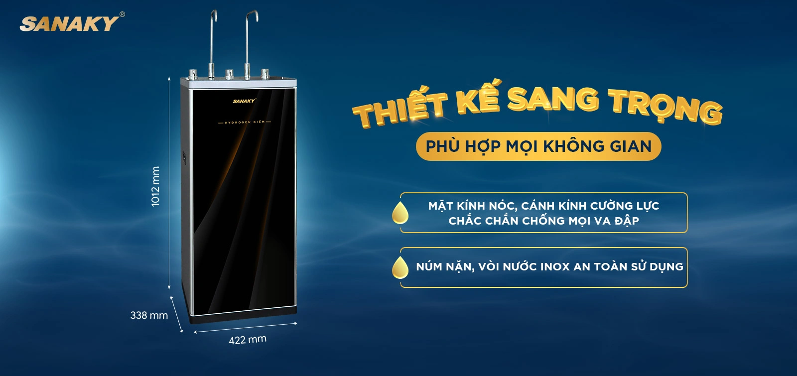 Thiết kế sang trọng phù hợp với mọi không gian Máy lọc nước nóng lạnh Sanaky SNK-E3HK005 Máy lọc nước nóng lạnh Sanaky SNK-E3HK005