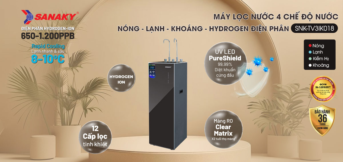 Máy lọc nước nóng lạnh Sanaky SNK-TV3IK018 Máy lọc nước nóng lạnh Sanaky SNK-TV3IK018