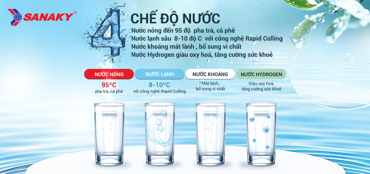 Máy lọc nước nóng lạnh Sanaky SNK-TV3IK018 Vòi đôi chịu nhiệt – Đa năng với 4 chế độ nước