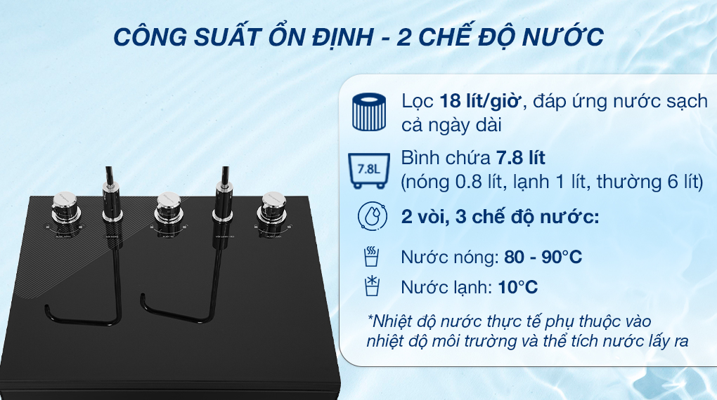 Máy lọc nước nóng nguội lạnh Kangaroo KG10A17 Máy lọc nước RO nóng nguội lạnh Kangaroo KG10A17 10 lõi - Công suất