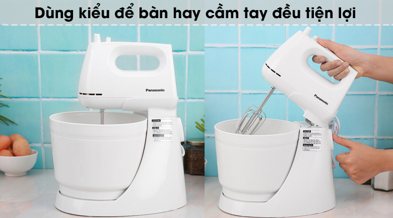 Máy nhồi bột đánh trứng Panasonic MK-GB3WRA Máy đánh trứng Panasonic MK-GB3WRA - Có thể sử dụng kiểu để bàn hoặc cầm tay
