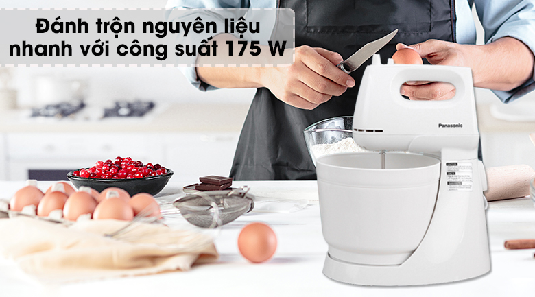 Máy nhồi bột đánh trứng Panasonic MK-GB3WRA Máy đánh trứng Panasonic MK-GB3WRA - Công suất mạnh mẽ 175 W