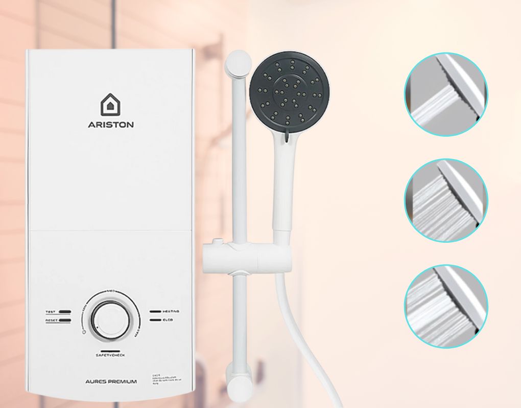 Máy nước nóng Trực Tiếp Ariston AURES PREMIUM 4.5 Vòi sen 3 chế độ của máy nước nóng Ariston Aures Premium 4.5