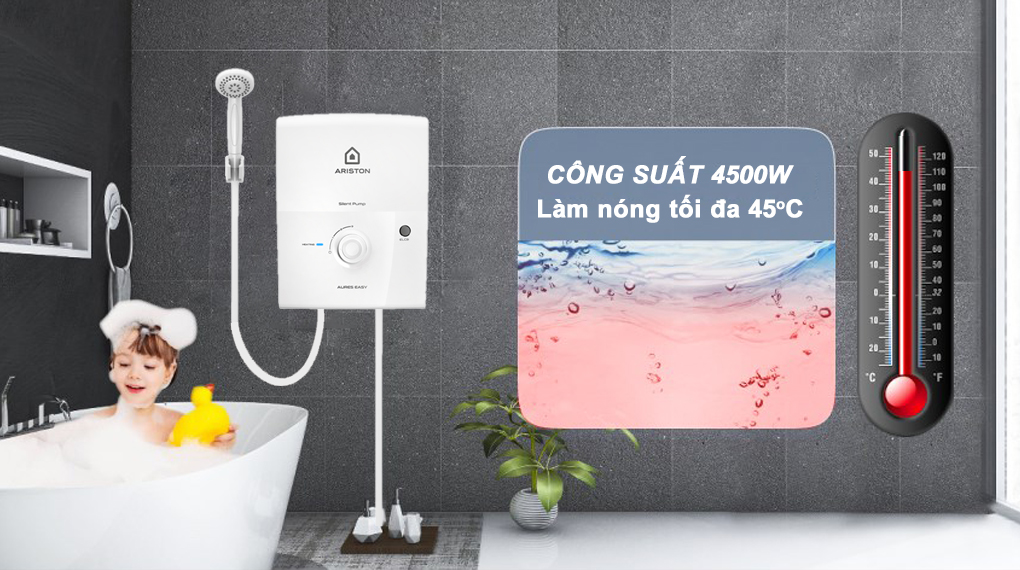 Máy nước nóng trực tiếp Ariston AURES EASY 4.5P Máy nước nóng trực tiếp Ariston AURES EASY 4.5 D - Đặc điểm làm nóng