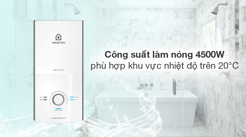 Máy nước nóng trực tiếp Ariston AURES PREMIUM 4.5P IVORY ghj