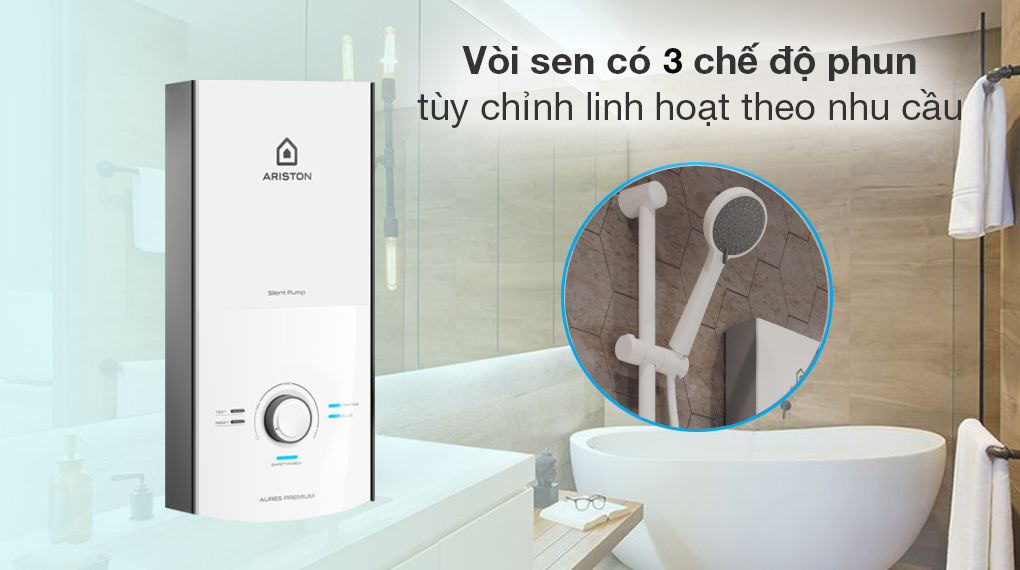 Máy nước nóng trực tiếp Ariston AURES PREMIUM 4.5P IVORY ghj