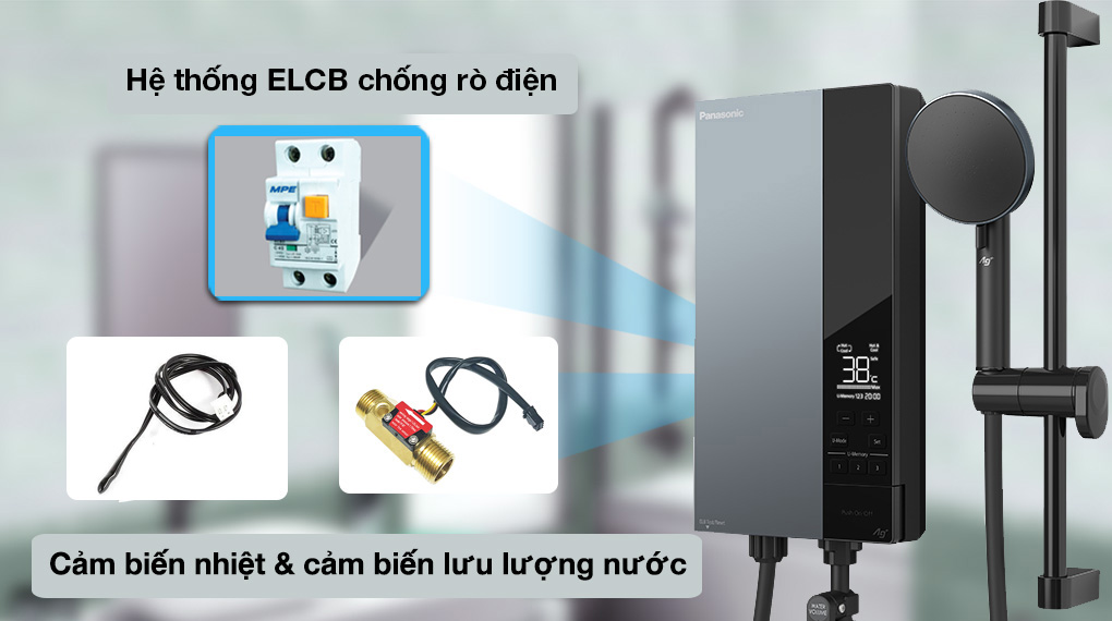 Máy nước nóng trực tiếp Panasonic DH-4UD1VZ Máy nước nóng trực tiếp Panasonic 4500W DH-4UD1VZ - Trang bị hệ thống ELCB, cảm biến nhiệt và cảm biến lưu lượng nước vừa đảm bảo an toàn cho người dùng vừa đáp ứng tốt việc cung cấp nước nóng cho người sử dụng