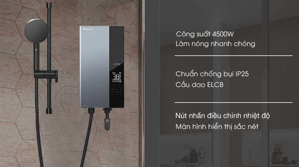 Máy nước nóng trực tiếp Panasonic DH-4UDP1VZ Hiện đại, sang trọng - Máy nước nóng trực tiếp Panasonic 4500W DH-4UDP1VZ