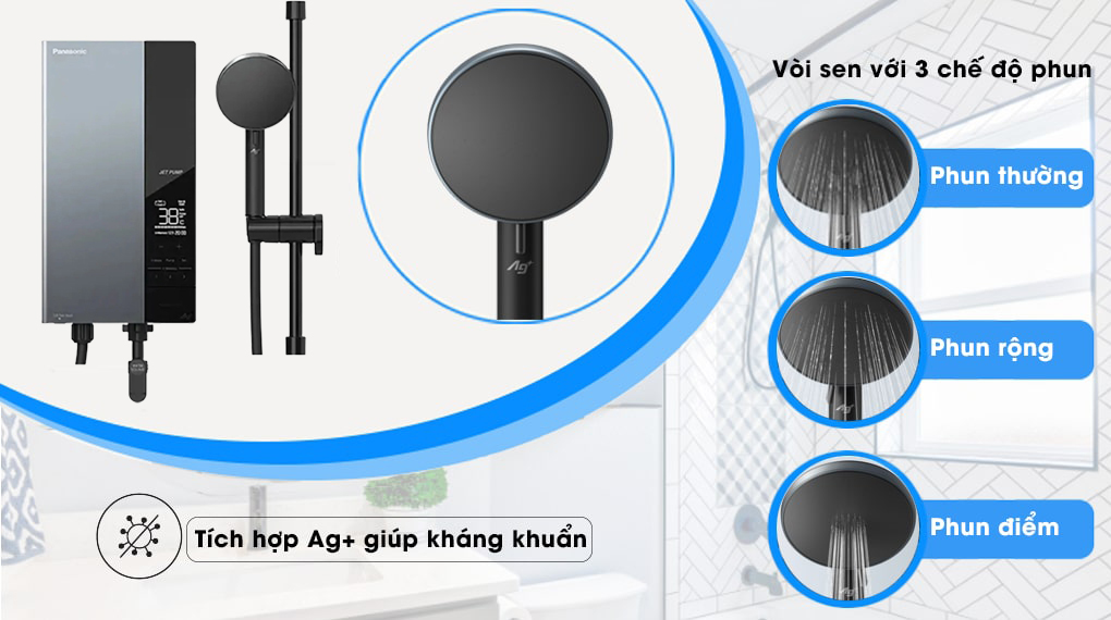 Máy nước nóng trực tiếp Panasonic DH-4UDP1VZ Vòi sen 3 chế độ - Máy nước nóng trực tiếp Panasonic 4500W DH-4UDP1VZ