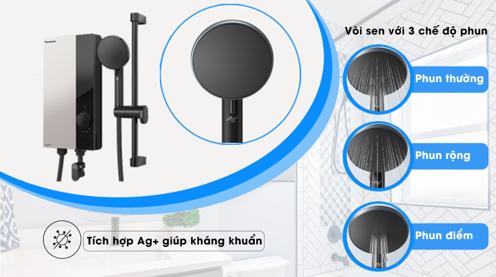 Máy nước nóng trực tiếp Panasonic DH-4US1VS Máy nước nóng trực tiếp Panasonic 4500W DH-4US1V - Ag+ kháng khuẩn