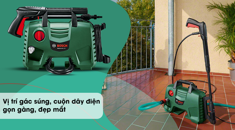 Vị trí gác súng - Máy phun xịt rửa áp lực cao Bosch Easy AQT 120 1500W Máy phun xịt rửa áp lực cao Bosch Easy AquaTak 120 Máy phun xịt rửa áp lực cao Bosch Easy AquaTak 120