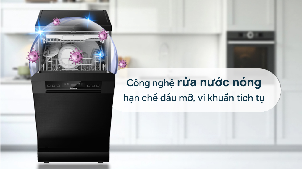 Máy rửa chén độc lập Galanz W45A3A401M-0E1(B) Máy rửa chén Galanz W45A3A401M-0E1(B) - Công nghệ rửa nước nóng