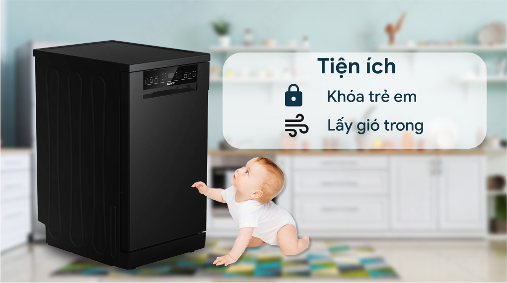 Máy rửa chén độc lập Galanz W45A3A401M-0E1(B) Máy rửa chén Galanz W45A3A401M-0E1(B) - Tiện ích nổi bật