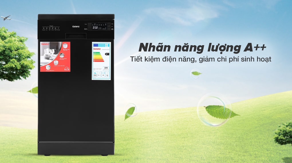 Máy rửa chén độc lập Galanz W45A3A401S-0E1(B) Nhãn tiết kiệm năng lượng A++ - Máy rửa chén Galanz W45A3A401S-0E1(B) 1850W