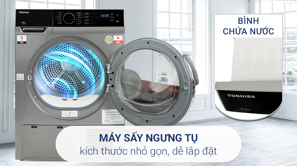 Máy sấy ngưng tụ Toshiba 8 Kg TD-K90MEV(SK) Máy sấy ngưng tụ Toshiba 8 kg TD-K90MEV(SK) - Sấy ngưng tụ