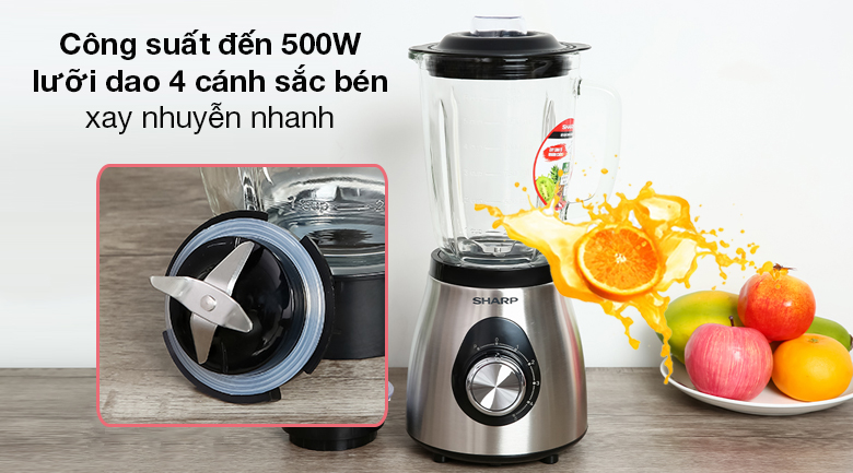 Máy xay sinh tố Sharp EM-S155GV-ST Máy xay sinh tố Sharp EM-S155GV-ST - Hoạt động hiệu quả với công suất cao 500W