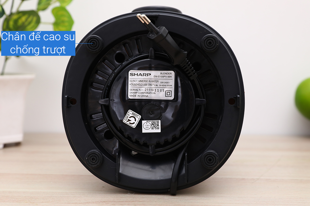 Máy xay sinh tố đa năng Sharp EM-S155PV-WH Chân đế chống trượt - Máy xay sinh tố Sharp EM-S155PV-WH