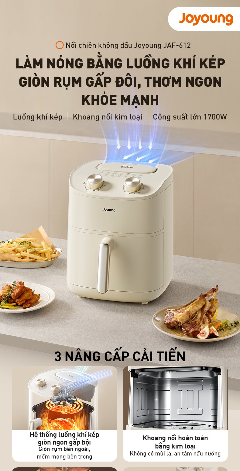 Nồi chiên không dầu Joyoung 6 lít JAF-612-WH Nồi chiên không dầu Joyoung 6 lít JAF-612