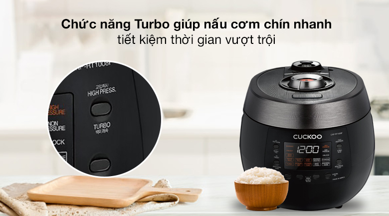 Turbo - Nồi cơm áp suất điện tử Cuckoo 1.8 lít CRP-RT1008F/BKTSVNCV Turbo - Nồi cơm áp suất điện tử Cuckoo 1.8 lít CRP-RT1008F/BKTSVNCV