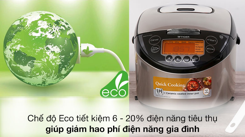 Chế độ Eco - Nồi cơm điện Cao tần Tiger 1.8 lít JKT-D18V Chế độ Eco - Nồi cơm điện Cao tần Tiger 1.8 lít JKT-D18V
