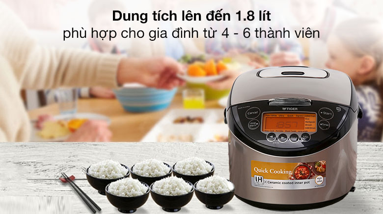 Dung tích - Nồi cơm điện Cao tần Tiger 1.8 lít JKT-D18V Dung tích - Nồi cơm điện Cao tần Tiger 1.8 lít JKT-D18V