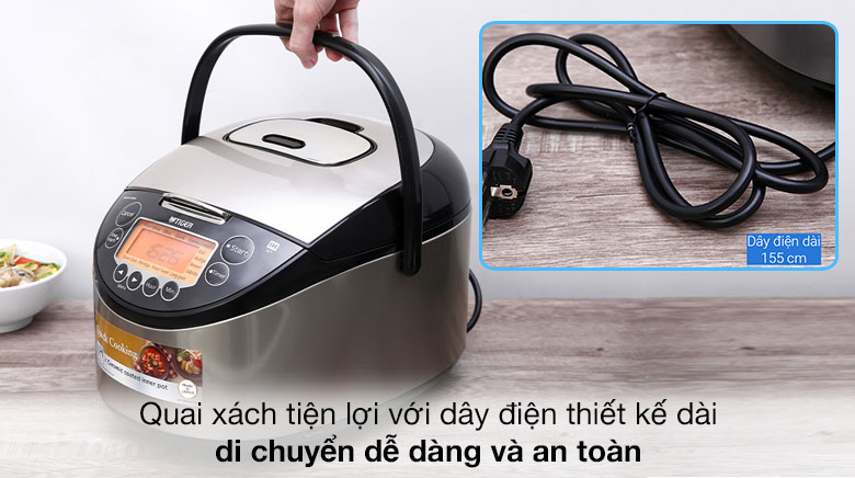 Quai xách tiện lợi - Nồi cơm điện Cao tần Tiger 1.8 lít JKT-D18V Quai xách tiện lợi - Nồi cơm điện Cao tần Tiger 1.8 lít JKT-D18V