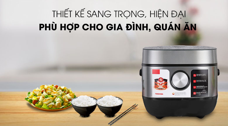 Thiết kế sang trọng, hiện đại - Nồi cơm cao tần Toshiba 1.8 lít RC-18IP1PV.