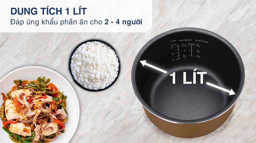 Nồi cơm điện tử Electrolux 1 lít E7RC1-550K - Dung tích Nồi cơm điện tử Electrolux 1 lít E7RC1-550K - Dung tích
