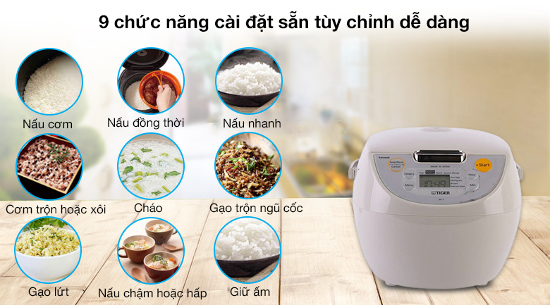 Chức năng nấu - Nồi cơm điện tử Tiger 1 lít JBV-S10W Chức năng nấu - Nồi cơm điện tử Tiger 1 lít JBV-S10W