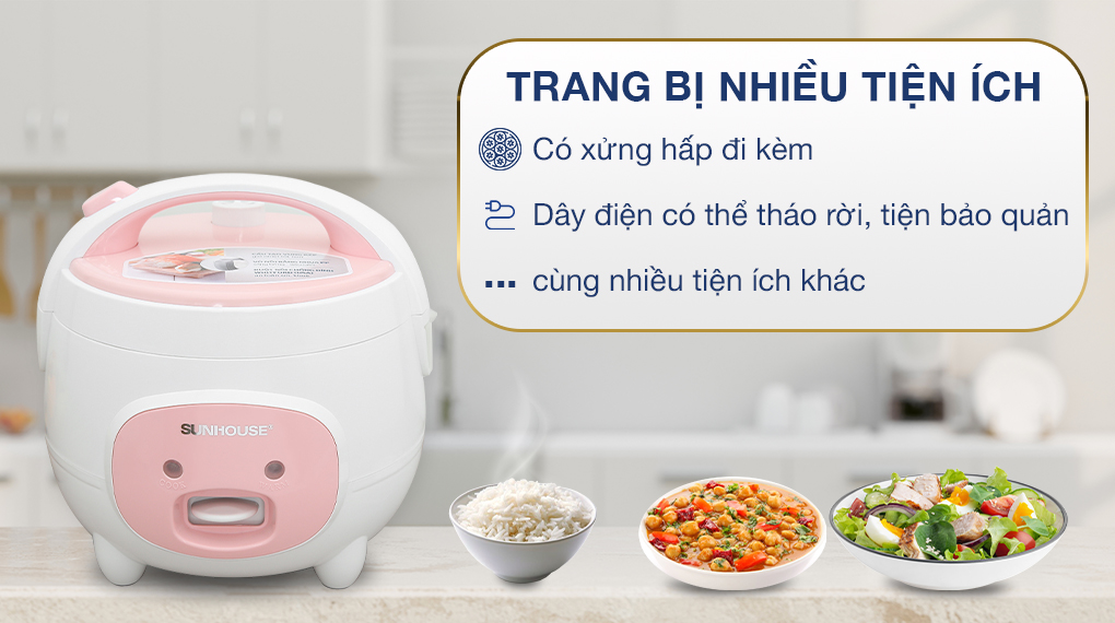 Nồi cơm nắp gài Sunhouse 1.2 lít SHD8217W - Tiện ích, phụ kiện Nồi cơm nắp gài Sunhouse 1.2 lít SHD8217W - Tiện ích, phụ kiện