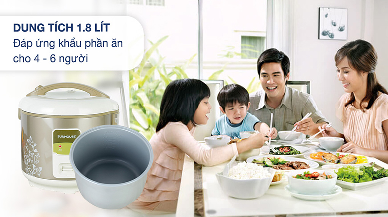 Nồi cơm điện Sunhouse 1.8 lít SHD 8616 - Dung tích Nồi cơm điện Sunhouse 1.8 lít SHD 8616 - Dung tích